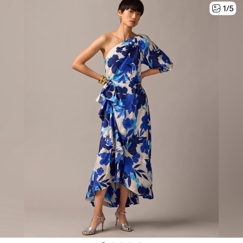 J. Crew High-Low Skirt in Blue Floral